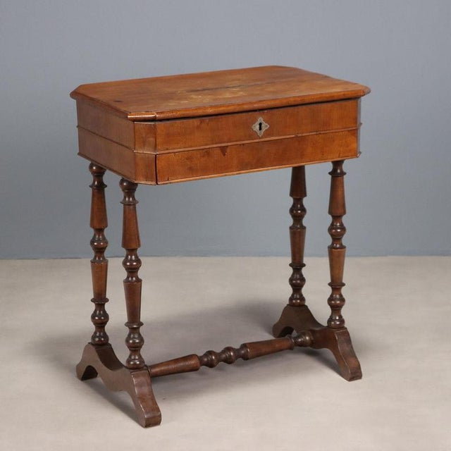 Antique Walnut Worktable with Drawer, Italy, 19th Century For Sale - Image 11 of 11
