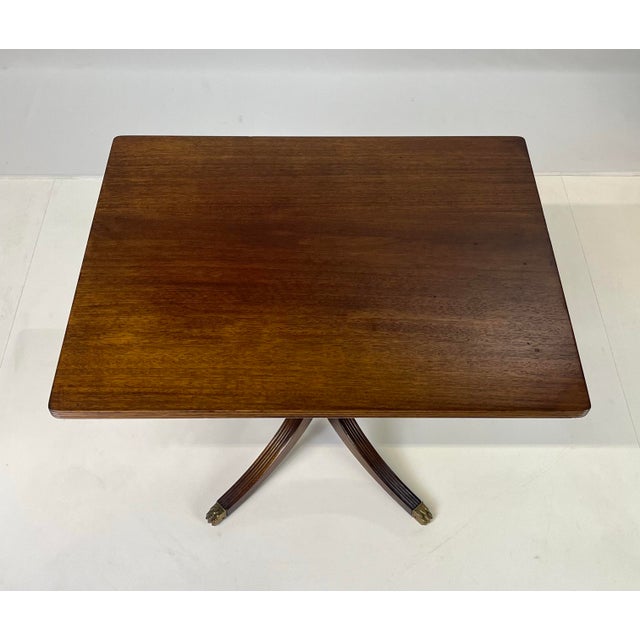 Wood Mid 20th Century Kittinger Mahogany Pedestal Lamp Table (A 218) – Brass Lion Paw Feet For Sale - Image 7 of 13