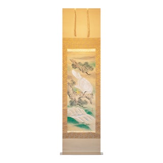Nishii Shōdō "White Hawk on a Pine Tree", Late Meiji to Early Showa Large Scroll Painting For Sale