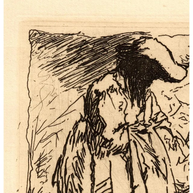 "Two Figures" Old Master Print After Rembrandt Mid 20th Century A fine vintage reproduction etching of "Two Figures"...