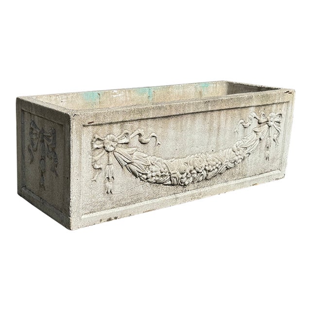 Cast Stone Rectangular Garden Planter, Classical Style For Sale