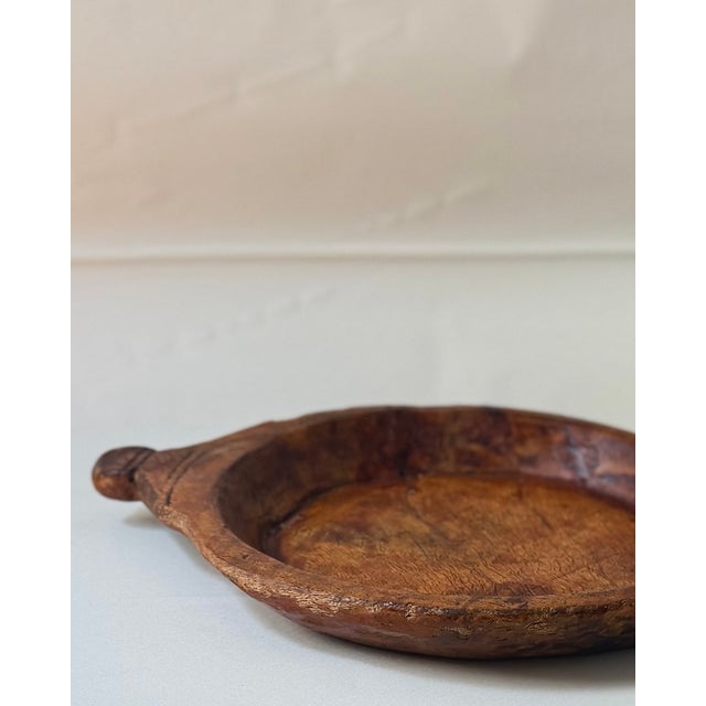 Antique Hand-Carved Wooden Dough Bowl With Handles For Sale - Image 4 of 7
