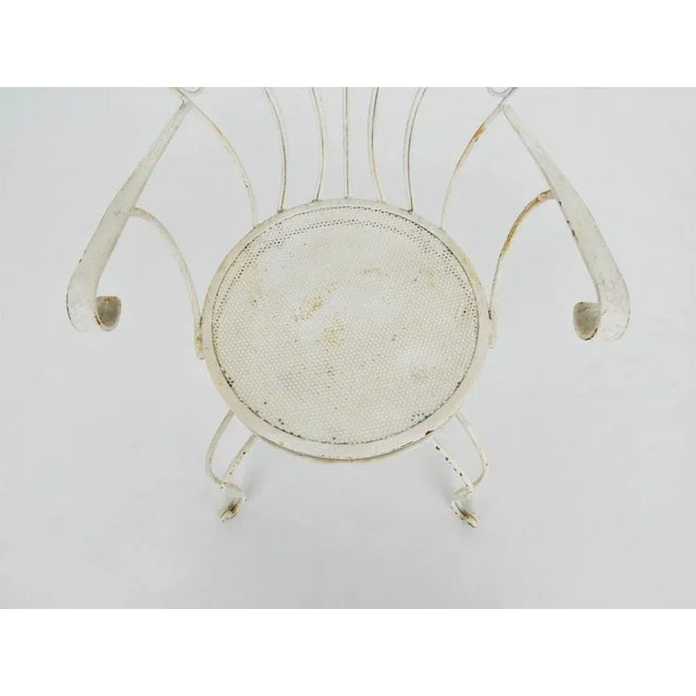 Metal Italian Garden Armhairs in White Metal, 1950s, Set of 4 For Sale - Image 7 of 8