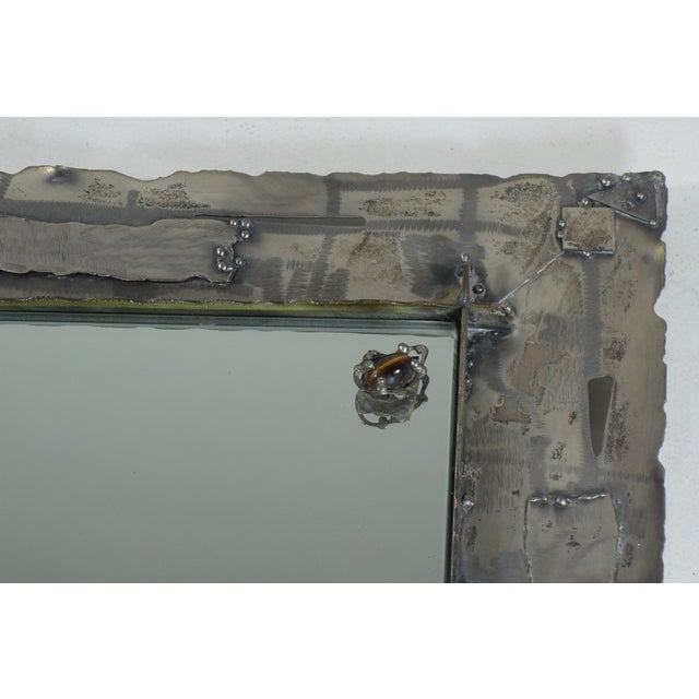 Silver Italian Art Metal Wall Mirror from Ely, 1970s For Sale - Image 8 of 9