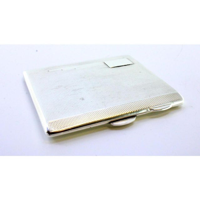 Guilloche Silver Cigarette Case with Monogram Card and Gold Interior For Sale - Image 3 of 8