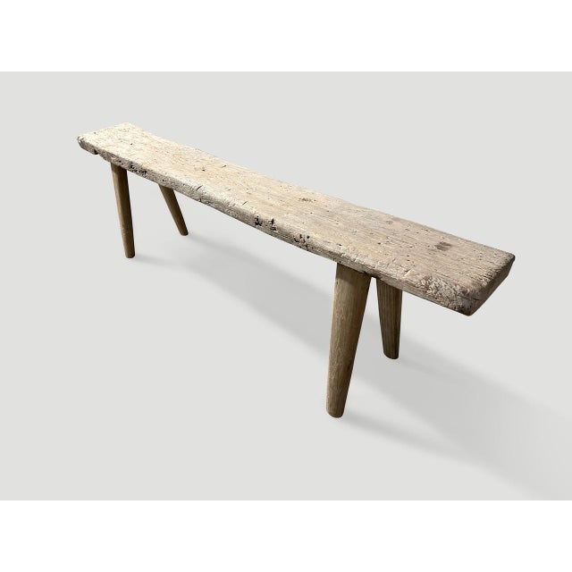 2010s Andrianna Shamaris Bleached Teak Wood Bench For Sale - Image 5 of 5