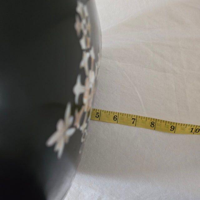 Vintage Chinese Black Lacquer Box Mother of Pearl Inlay Box Set of Two Square For Sale - Image 14 of 17