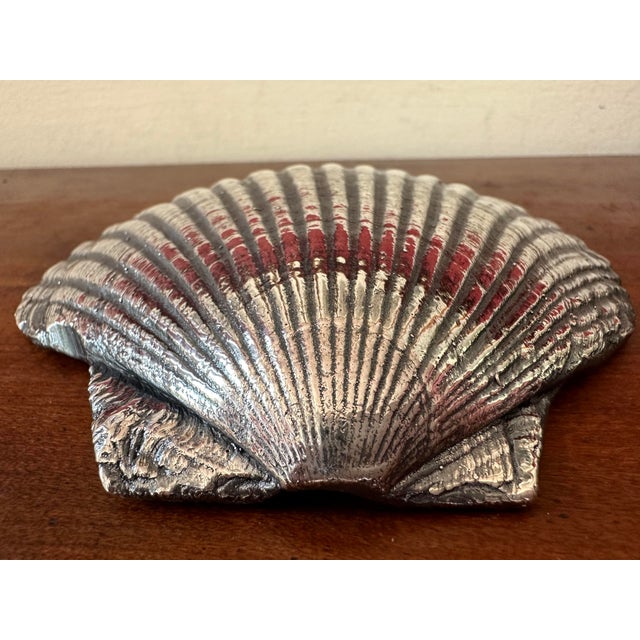 Tabletop Silver Coated Cockle Scallop Sea Shell | Chairish
