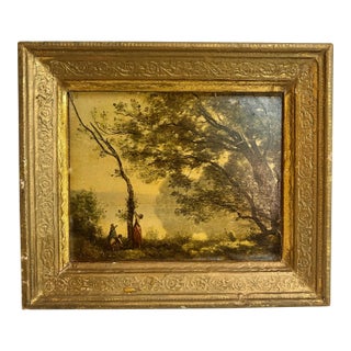 Vintage Petite Giclee of Corot’s “Souvenir De Mortefontaine” in Giltwood Frame For Sale