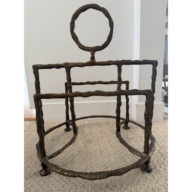 2010s Giacometti-Style Hammered Iron Sithon Magazine Holder by Uttermost For Sale - Image 5 of 9