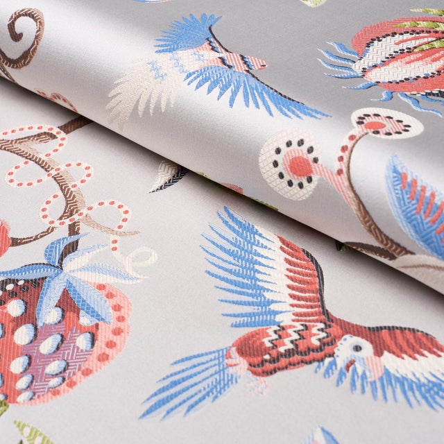 2020s SAMPLE - Schumacher Birds Of Paradise Fabric In Mist For Sale - Image 5 of 6