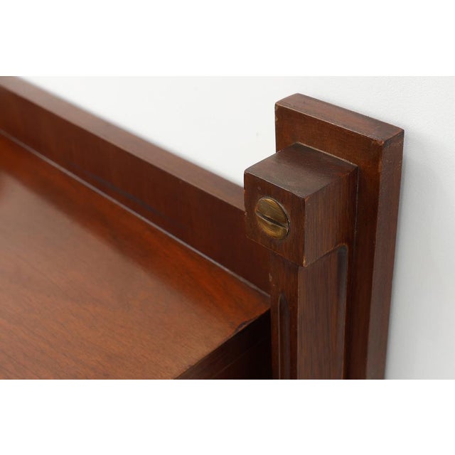 Mid-Century Wall-Mounted Console in Wood with Brass Details, Italy, 1960s For Sale - Image 10 of 11