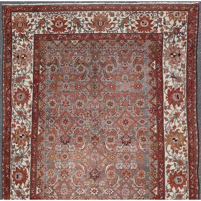 Measures 4'6 x 7'7. Antique Persian Malayer Rug with Allover With Herati Design in Terracotta. Keivan Woven Arts/...