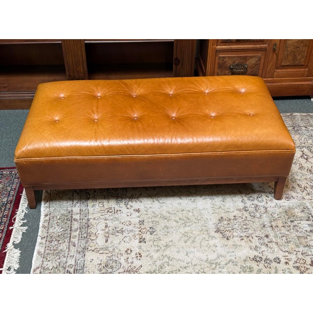 Room & Board Leather Bench For Sale - Image 12 of 12