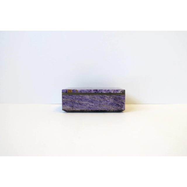 Metal Jewelry Box Purple Charoite For Sale - Image 7 of 12