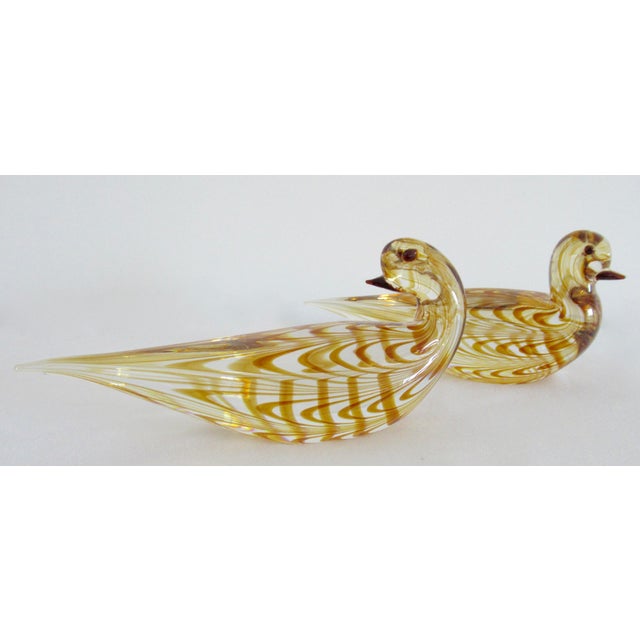 Vintage: C.1950's, Original Italian Hand-blown, signed Cenedese, pair of amber to cognac coloration, with clear, pair of...