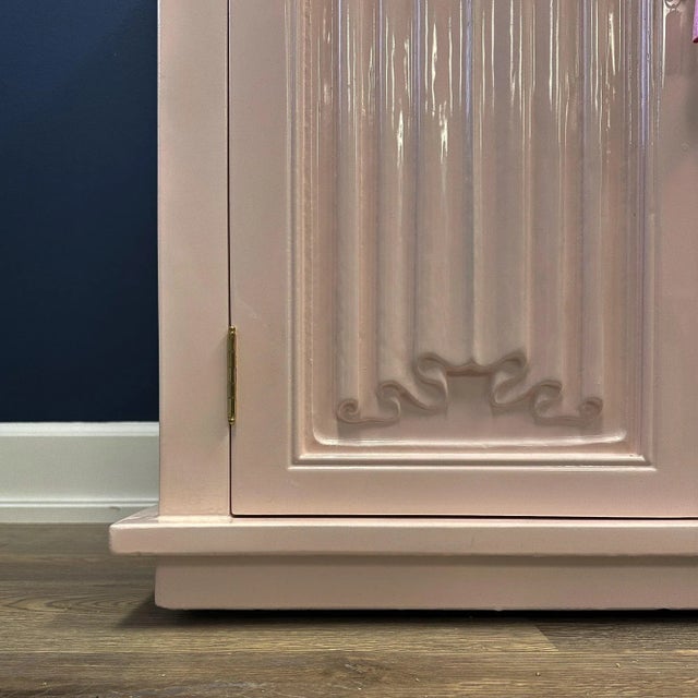 Mid 19th Century Pink Lacquered Buffet Credenza Cabinet | Chairish