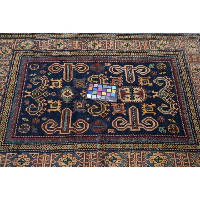 Blue Antique Perpedil Rug 3'2'' x 4'3'' For Sale - Image 8 of 10