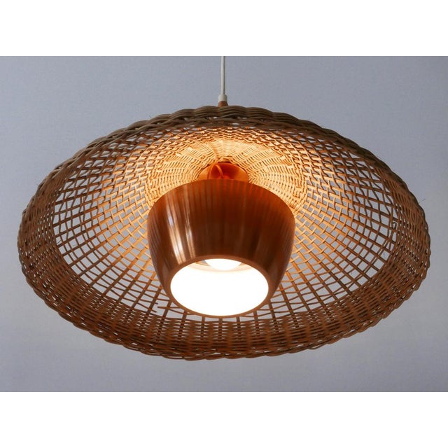 Large Modern Rattan & Copper Pendant Lamp, 1970s For Sale - Image 10 of 18