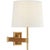 Wood Suzanne Kasler for Visual Comfort Signature Elle Swing Arm Sconce in Hand-Rubbed Antique Brass & Dark Rattan with Linen Shade For Sale - Image 7 of 7