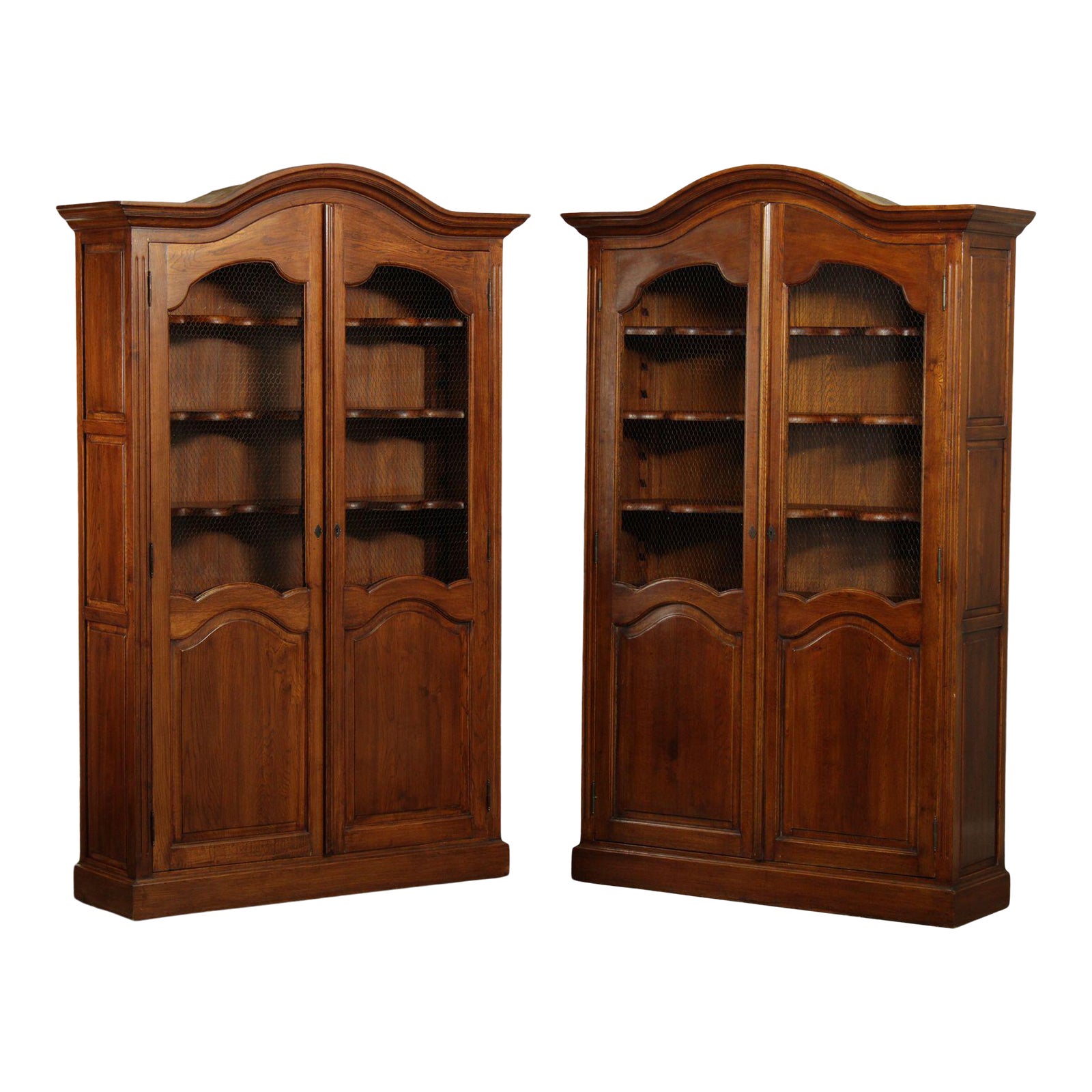 French Country Style Custom Quality Large Pair Bookcases