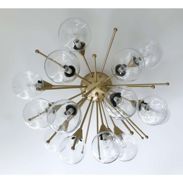 Italian 21st Century Mezzo Satin Brass Clear Murano Flush Mount by Fabio LTD For Sale - Image 3 of 7