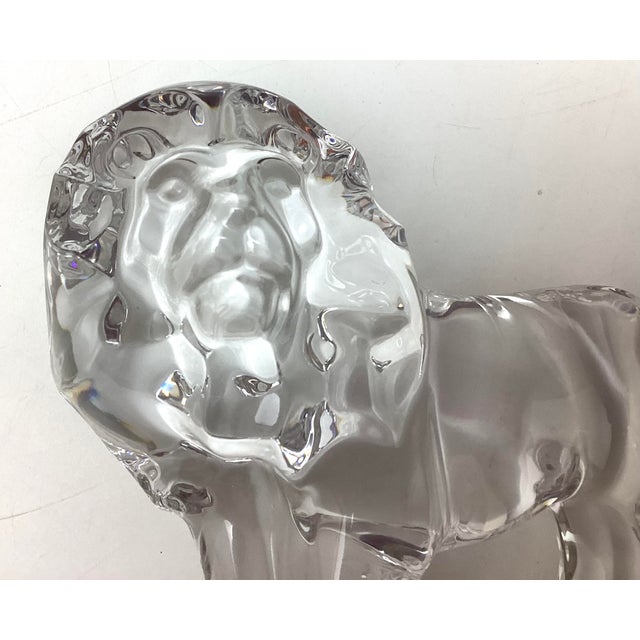 Glass Val Saint Lambert Crystal Lion Figurine For Sale - Image 7 of 7