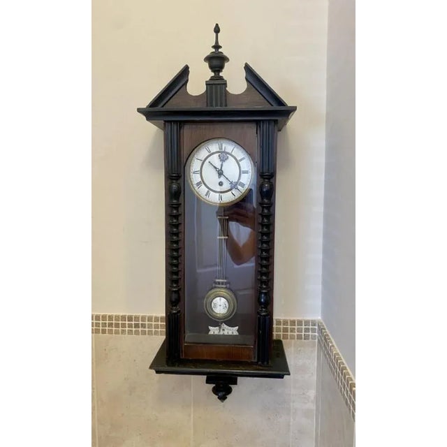 Wood Victorian Walnut Case Wall Clock, Vienna, 1880s For Sale - Image 7 of 7