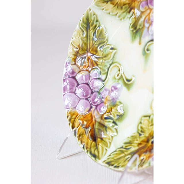 French 19th Century Majolica Grape Plates with Their Leaves, Seven Available For Sale - Image 9 of 10