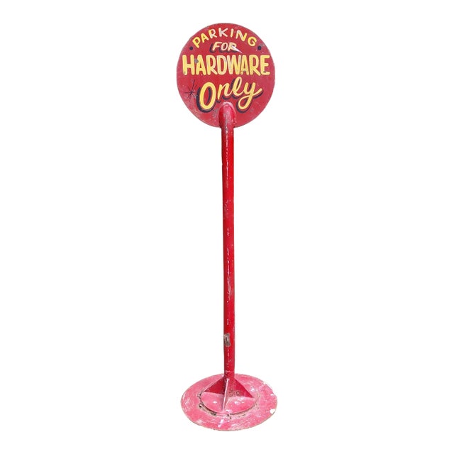 Vintage Parking for Hardware Only Hand Painted Standing Sign For Sale