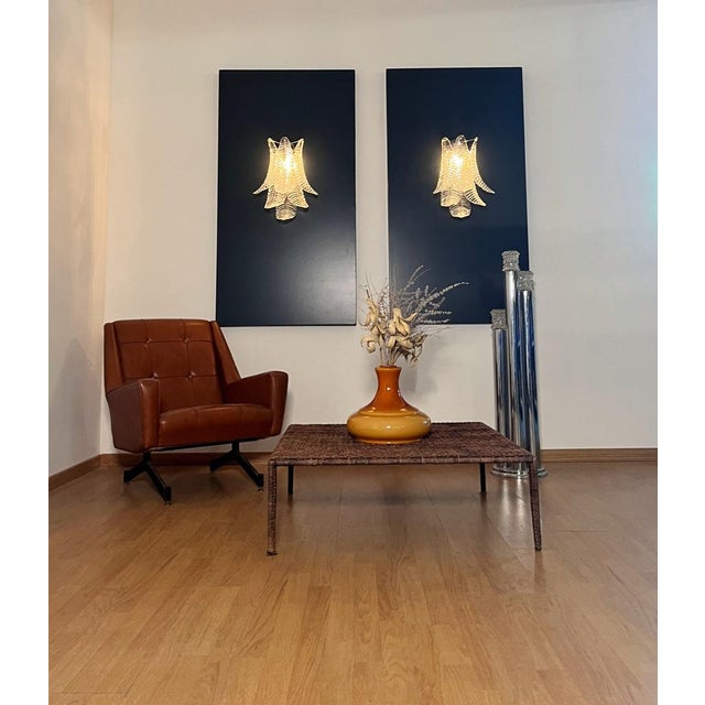 Mid-Century Modern Vintage Murano Trasparent Felci Wall Sconces, 1990s, Set of 2 For Sale - Image 3 of 17