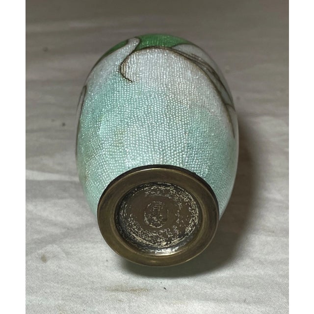 Antique 19th Century Japanese Meiji Miniature Foil Enamel Signed Bronze Vase Urn For Sale - Image 10 of 10