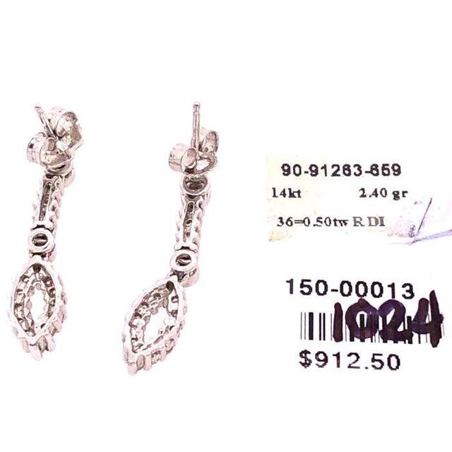 14 Karat White Gold Free Style Diamond Drop / Dangle Earrings For Sale In New York - Image 6 of 9