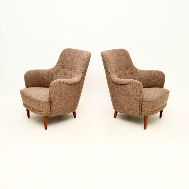 Mid-Century Modern Vintage Swedish Samsas Armchairs attributed to Carl Malmsten, 1960, Set of 2 For Sale - Image 3 of 7
