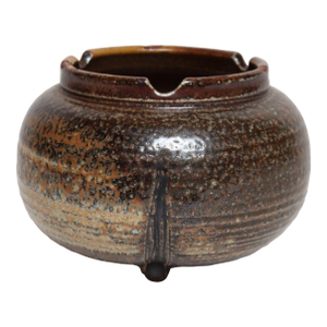 Vintage Bulbous Form Studio Pottery Earth Tone Footed Planter by Deanna Nichols