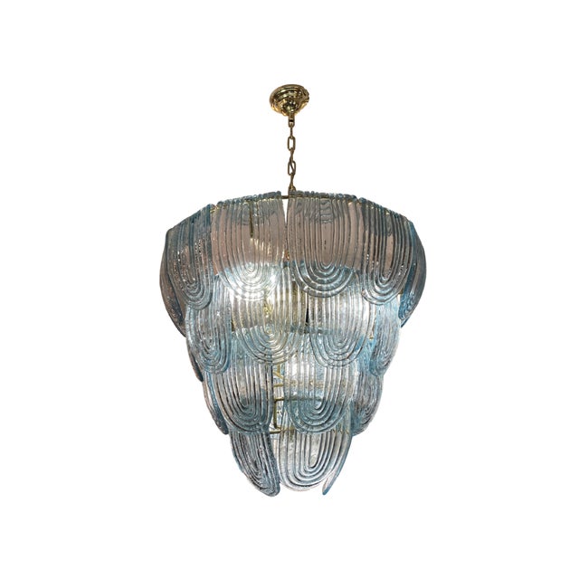 Art Deco Blue 4-Tier Chandelier, 1930s For Sale - Image 6 of 6