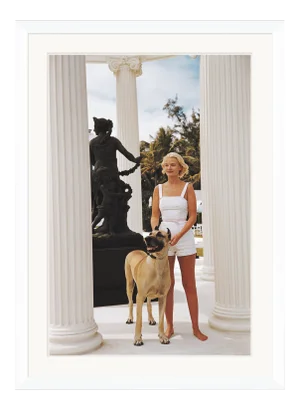 Slim Aarons, "C.Z. Guest with her Great Dane," January 1,1955 Getty Images Gallery Framed Art Print