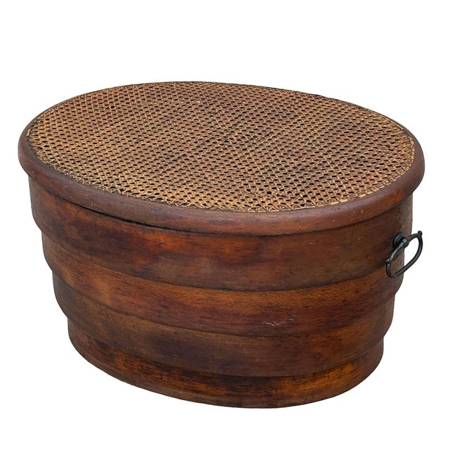 19th Century Rare Late Victorian Bent Oak Keepsake Storage Box With & Cane Lid For Sale - Image 4 of 8