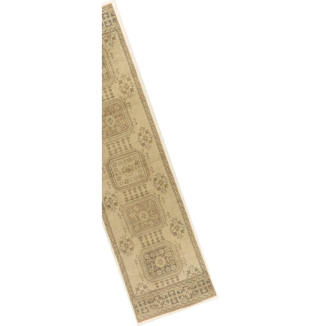 Vintage Circa 1940 Turkish Oushak Runner 2ft 10in X 11ft For Sale - Image 4 of 7