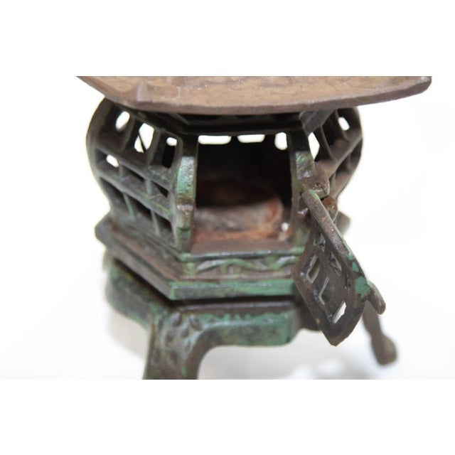 Japanese Iron Pagoda Garden Candle Lantern 1940's For Sale - Image 10 of 13
