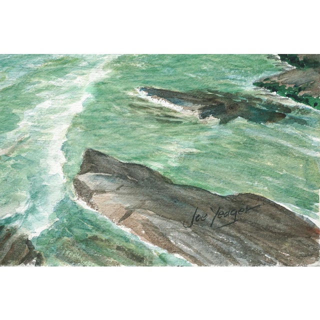 1960s "Tide Pool Runoff" Seascape Watercolor by Joseph Yeager For Sale - Image 4 of 6