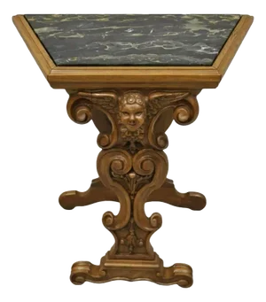 Italian Renaissance Figural Carved Marble Top Side Table With Winged Cherub Head