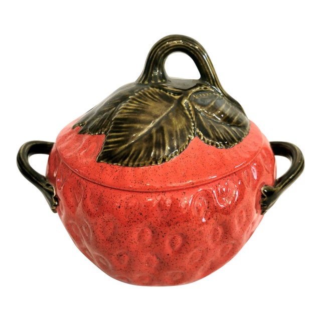 Vintage Ceramic Red Green Strawberry Soup Tureen Server Chairish