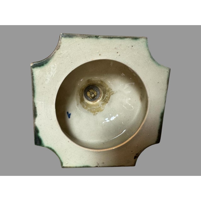 Blue Antique Majolica Covered Urn Vase With Figural Putti Cherubs For Sale - Image 8 of 12