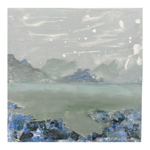 "Blue Lagoon" Contemporary Impressionist Waterscape in Green, Aqua, Blue and White by Mill Valley Artist Mary Anne McKernie