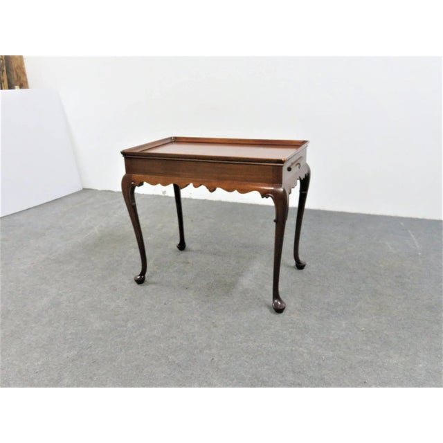 Custom made Queen Anne style tea table Solid mahogany, pull out slide on either side . made by AJ Hackman & sons Lititz PA...