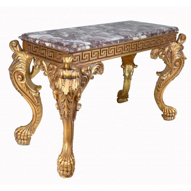 Purple Baroque Italian Gilt Console Table in Breccia Marble For Sale - Image 8 of 11