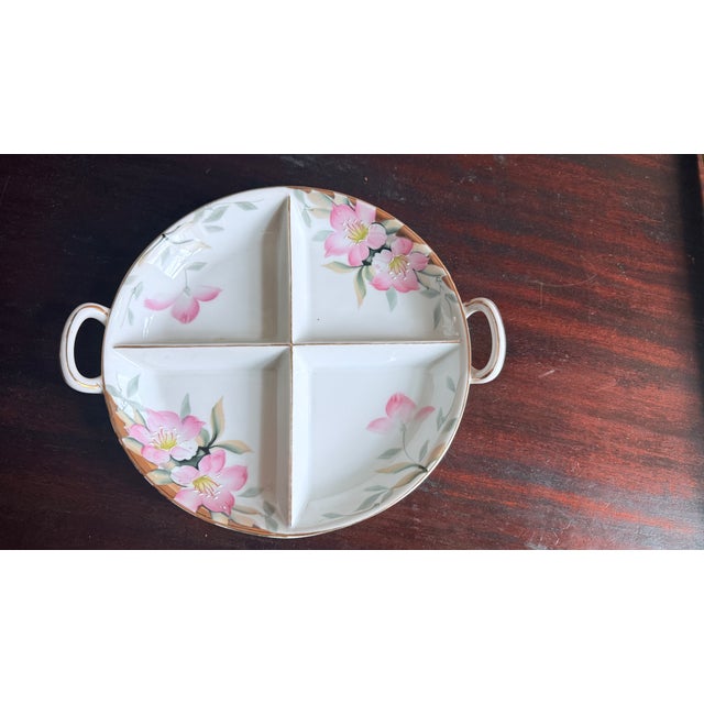 Ceramic Antique, Early 20th Century Noritake Japan Azalea Porcelain Four-Divider Fruit and Nut Bowl For Sale - Image 7 of 7