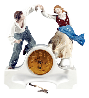 Art Nouveau Meissen Mantle Clock with Dancing Couple by K. Hentschel, 1910s