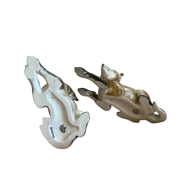 Rosenthal Rare Pair: Theodor Kärner for Rosenthal Porcelain Fox Figurines (Models 1186 & 1187) in Perfect Condition For Sale - Image 4 of 4